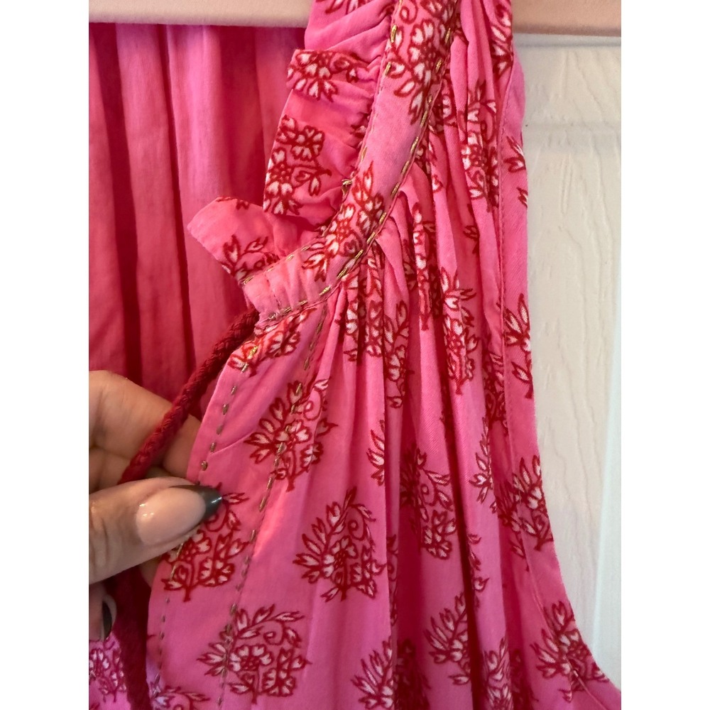 Ros's Garden Sofia Pink Floral Print Maxi‎ Dress Bohemian Sleeveless Tiered XL - Picture 7 of 12